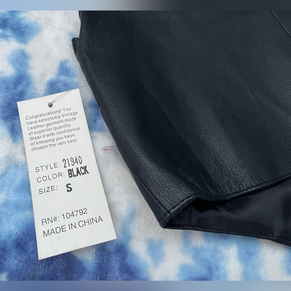 NWT VINTAGE LEATHER Biker Waistcoat - Size Small - Black - Amazing 🔥 - Picture 6 of 7